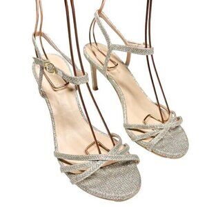 Stuart Weitzman Starla 95 Stiletto Heels Sandals Size 6 Shimmering Silver